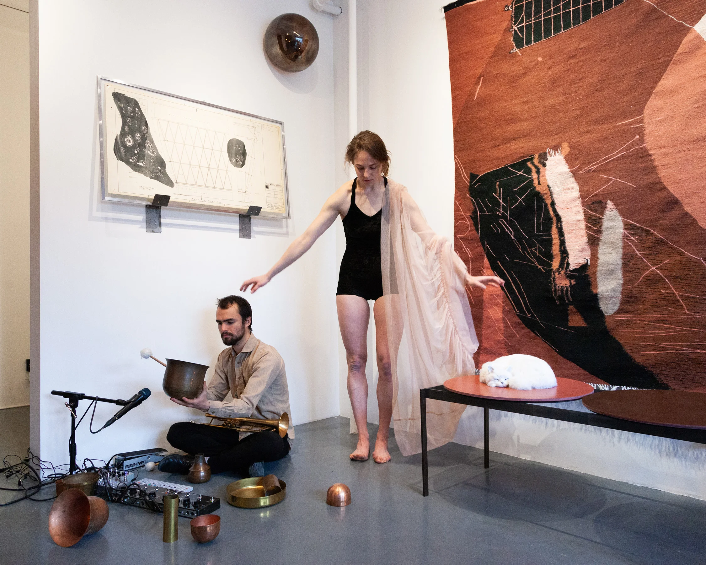 Sarah Entwistle with Rhys Tivey and Natalie Deryn Johnson, You shout first, and I will shout after, performance at signs and symbols, March 10, 2019