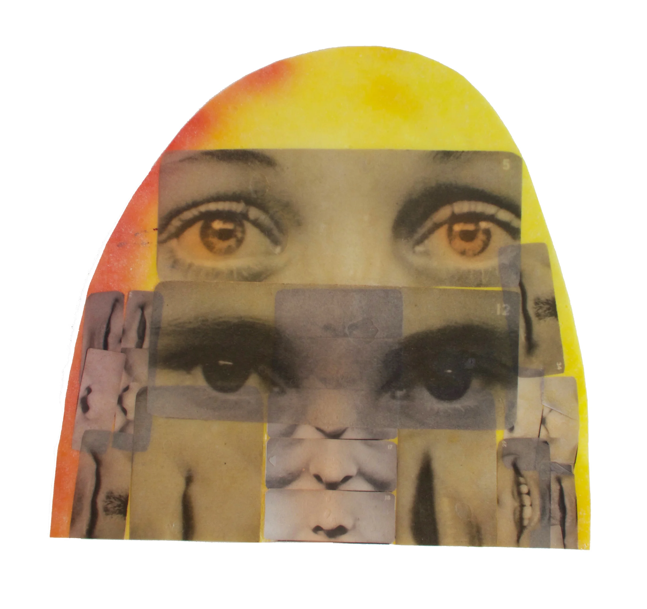 Rachel Libeskind, Hall Mixer, 2019, collage on Japanese paper with fabric hardener and acrylic airbrush pigment, 16 x 16 inches (40.64 x 40.64 cm)