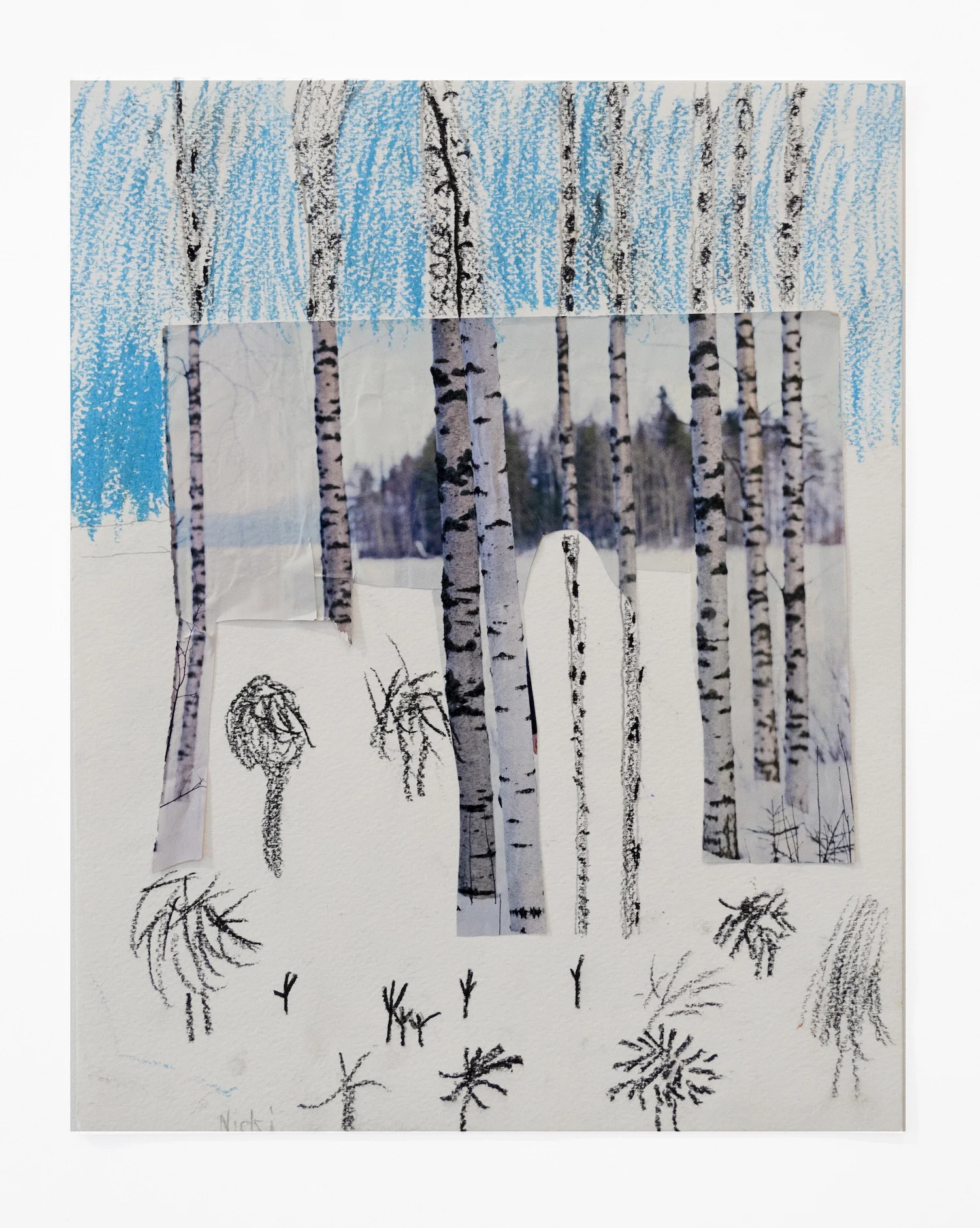 Nicola Remmel Birch Trees , 2018 Collage and watercolor on paper 14 x 11 inches (35.56 x 27.94 cm) Starting bid: $20
