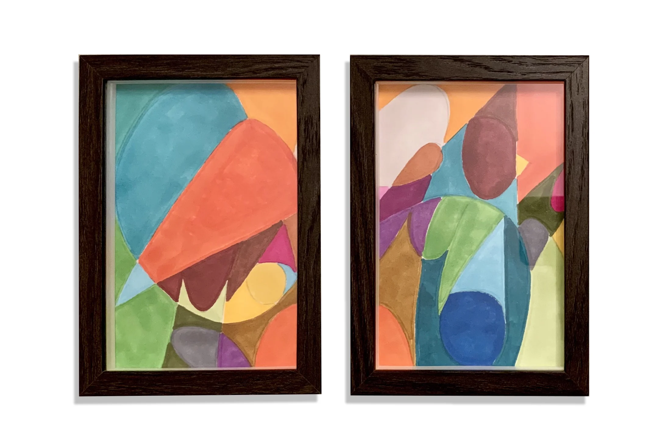 Stavro, Untitled diptych, 2019, Marker on paper, 4 x 6 inches framed each (10.16 x 15.24 cm)