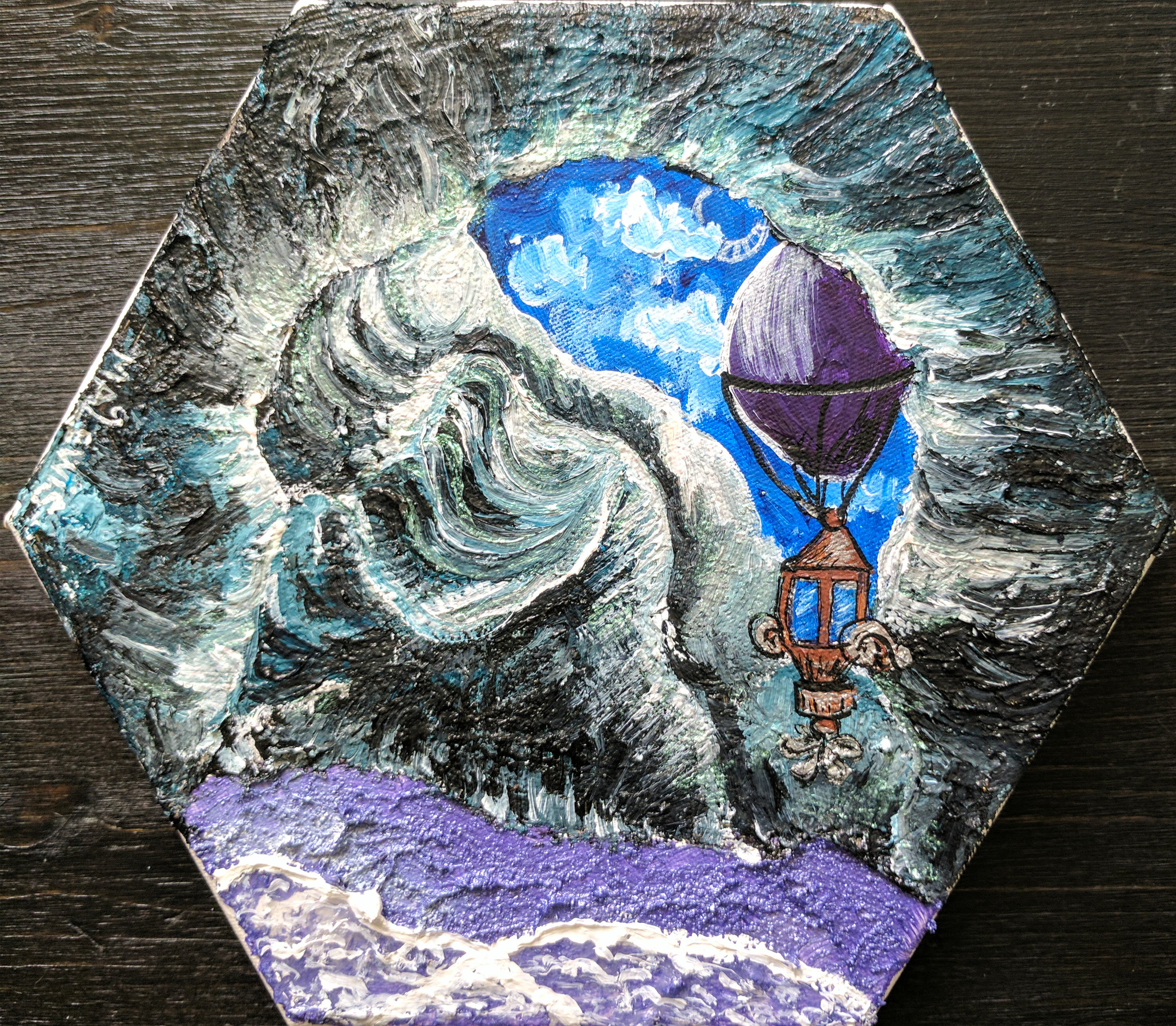 Obsidian Sea Cave On A Violet Shore