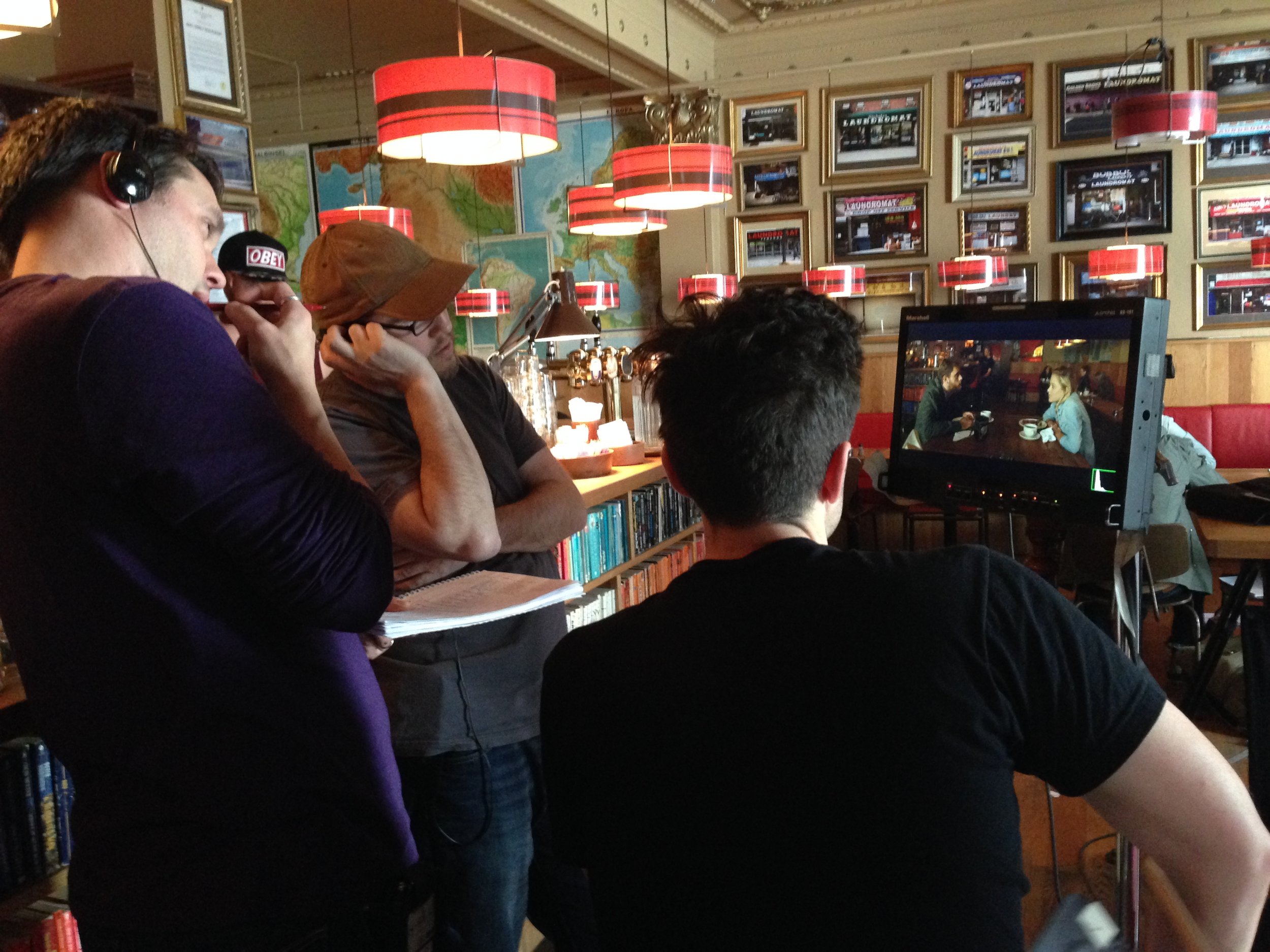 Geoffrey, Andrew, & Joe check the monitor