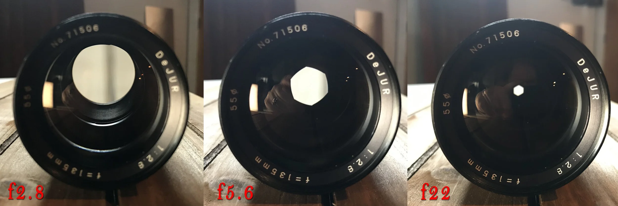 Photo of the aperture in a camera lens