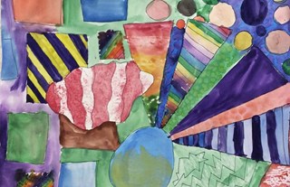 abstract watercolor painting. Grade 7 