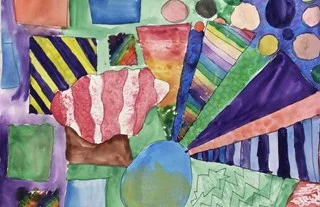 abstract watercolor painting. Grade 7 