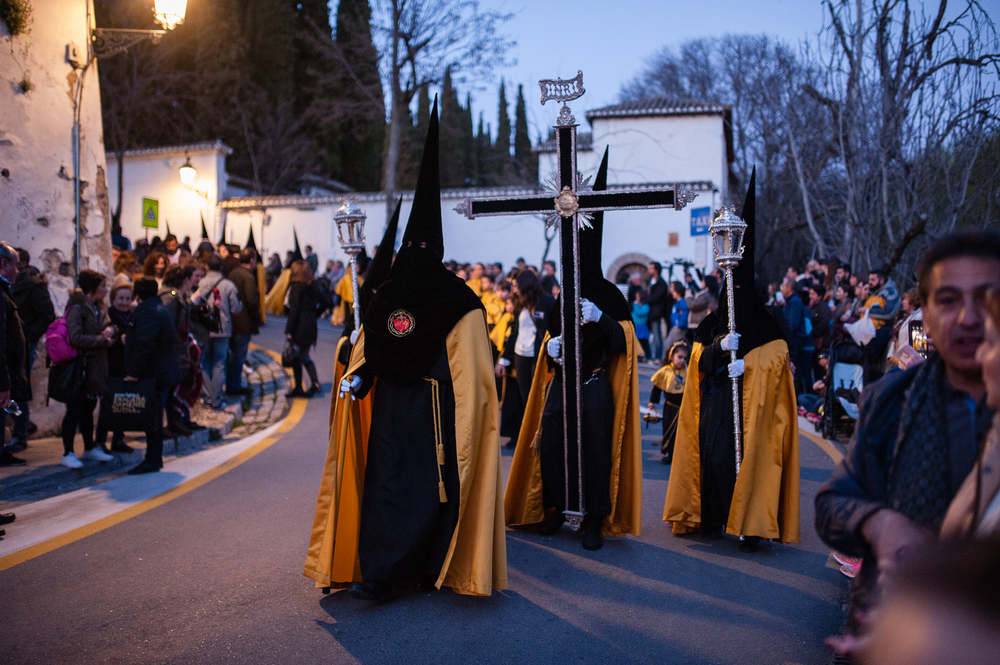  The  nazarenes &nbsp;lead the penance procession. They are so chilling to Americans I think because they recall the costumes of the KKK - but these hoods actually come from medieval times when religious punishments involved wearing cone hats or hood