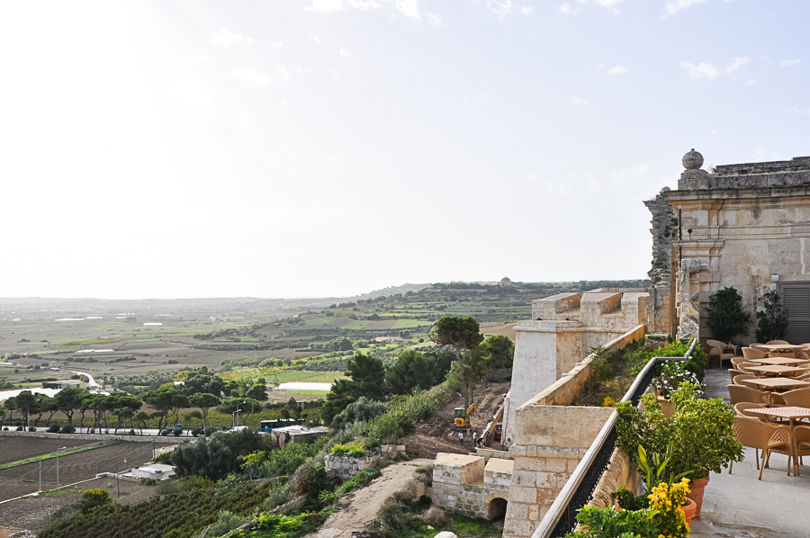 view from hotel rooftop in Mdina