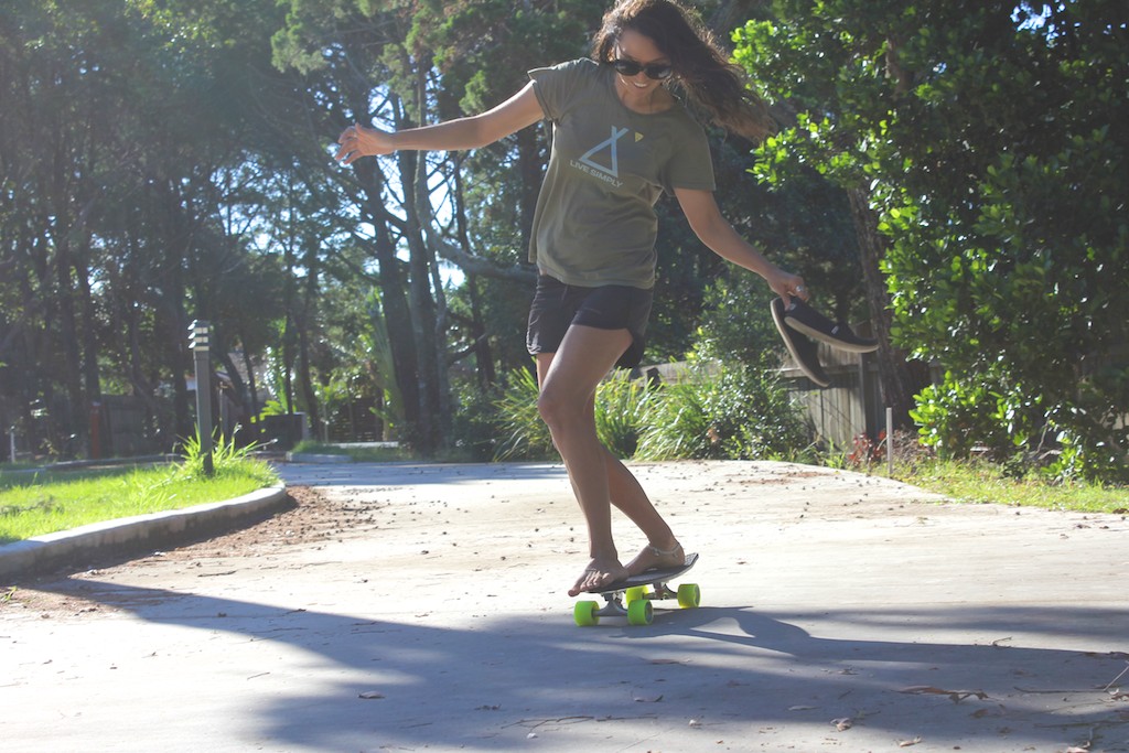 Skating around Byron Bay withoutshoes photo by Celeste Twikler