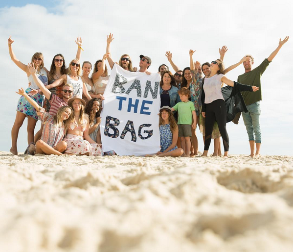 Kate at a Plastic Free Byron Ban the Bag rally photo by Lockie Marley