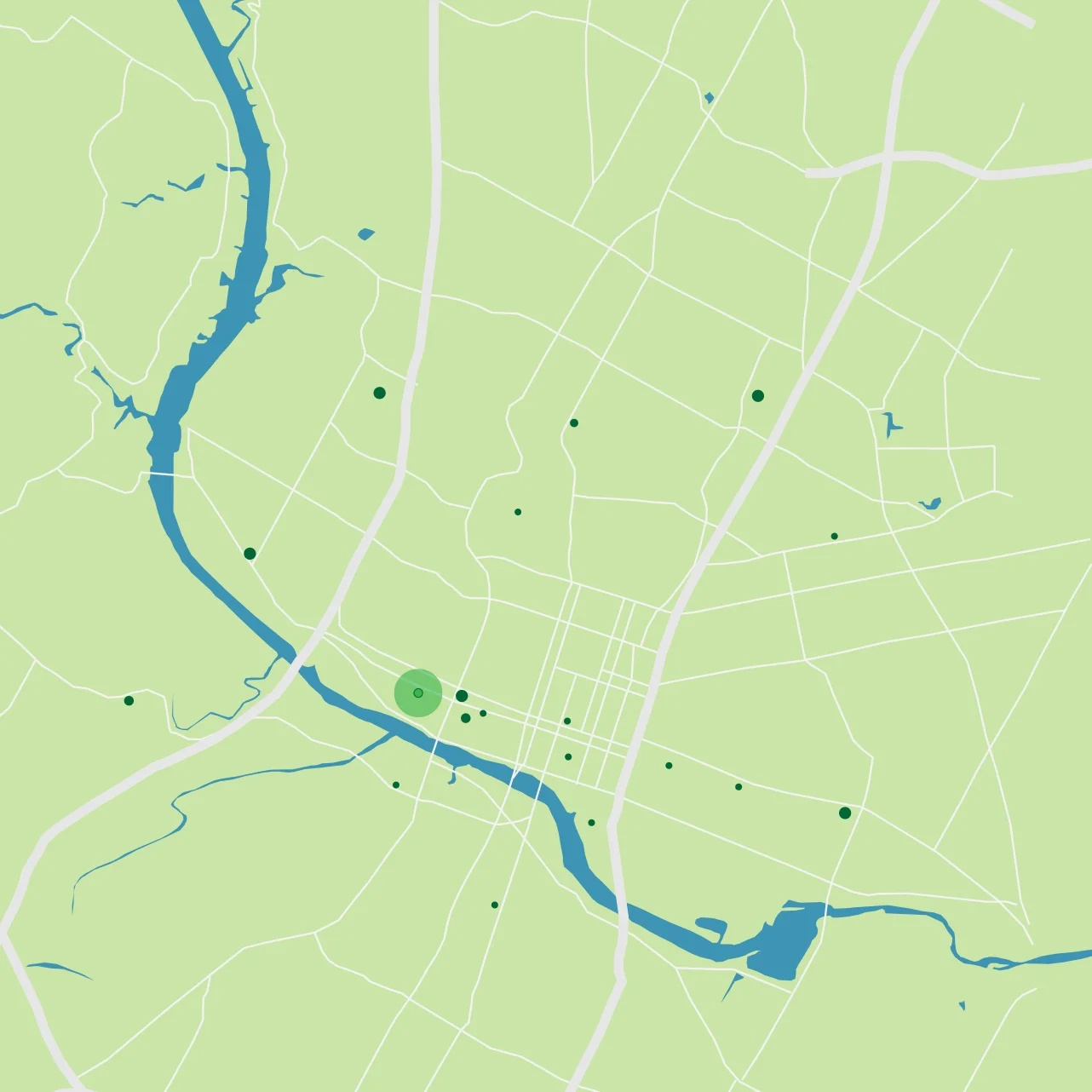 Nearby market competitors and their strength compared to the reach of a distribution and sales operation