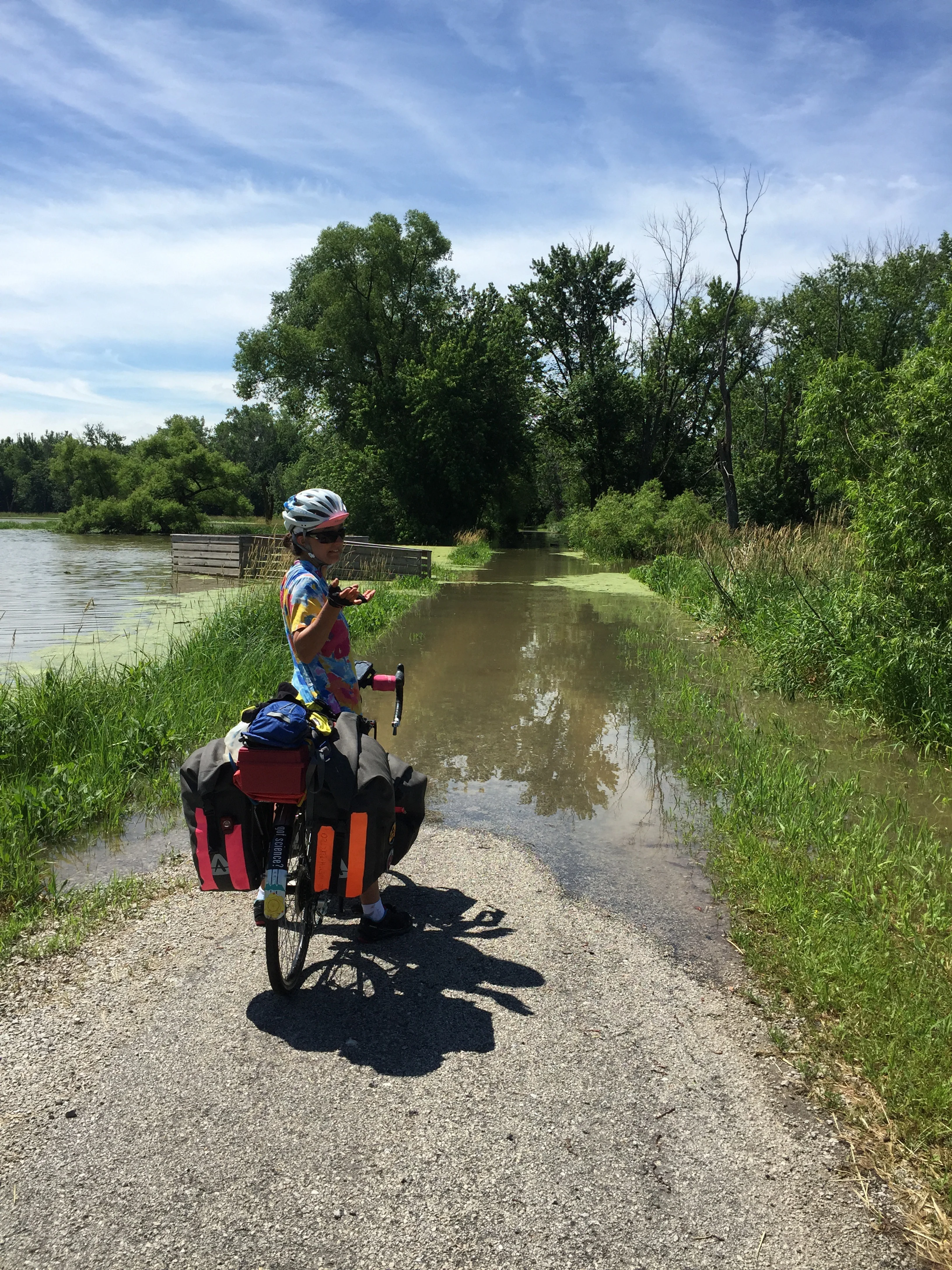 You can't see the ducks swimming down the trail but they're there. Also leeches and dead worms.
