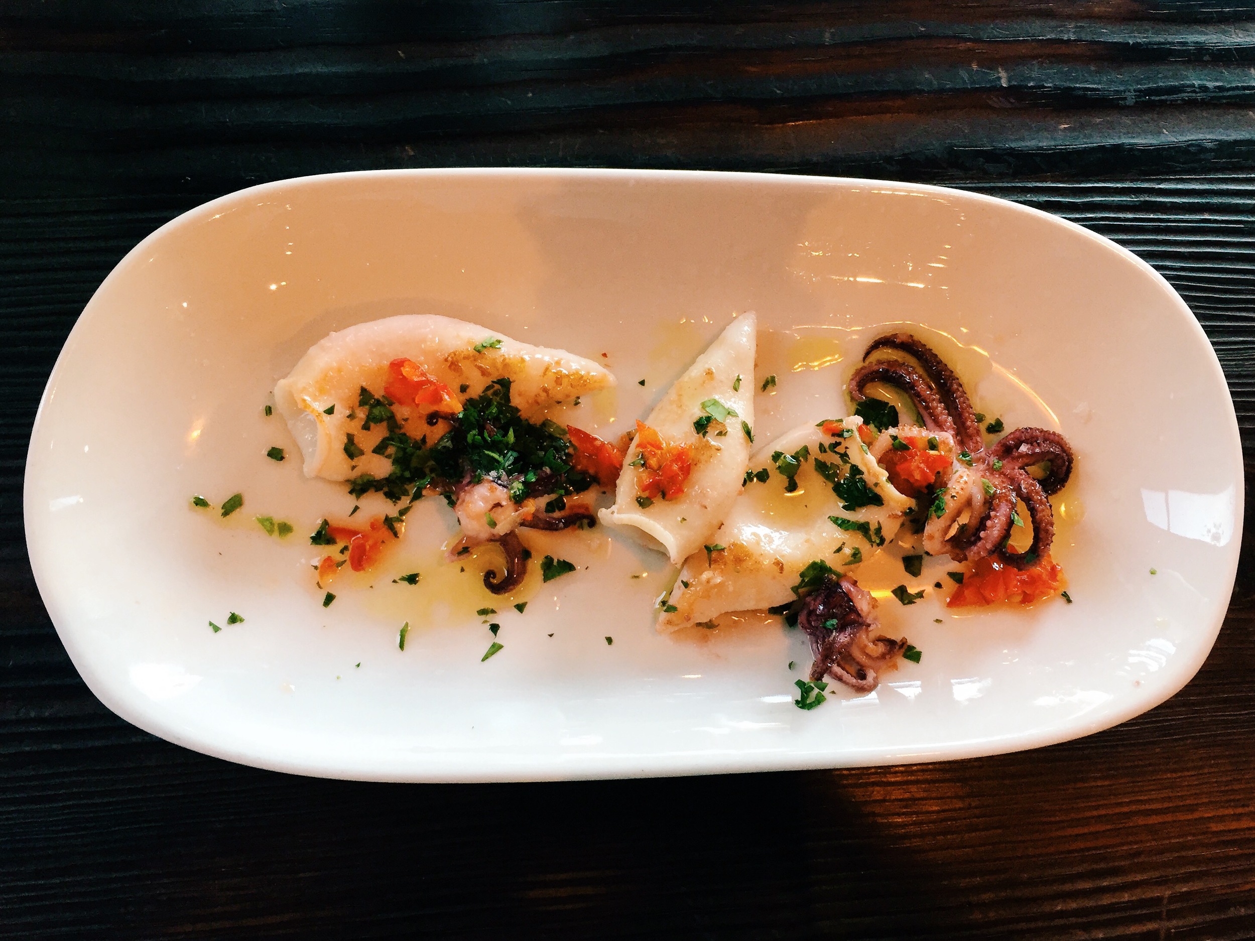 First dish: Squid a la Plancha. Perfectly cooked with a smokey flavor. Yummo!