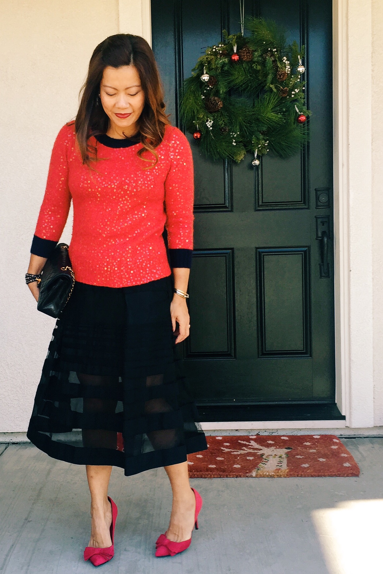 Holiday dressing. J. Crew sweater (old) / Tibi skirt (old) / J ustfab pumps (old)