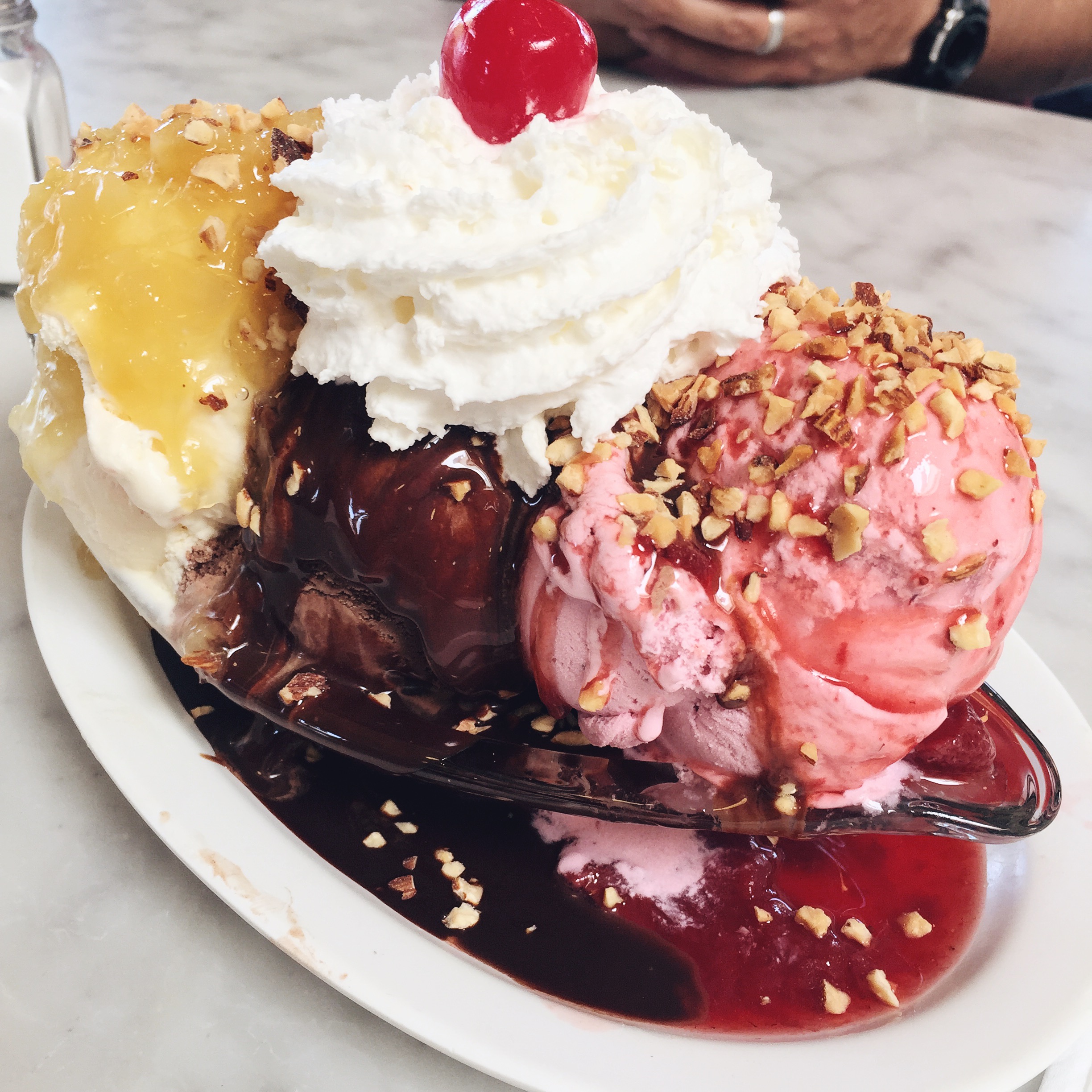 Can't say good bye to summer without getting a banana split from Fentons Creamery .