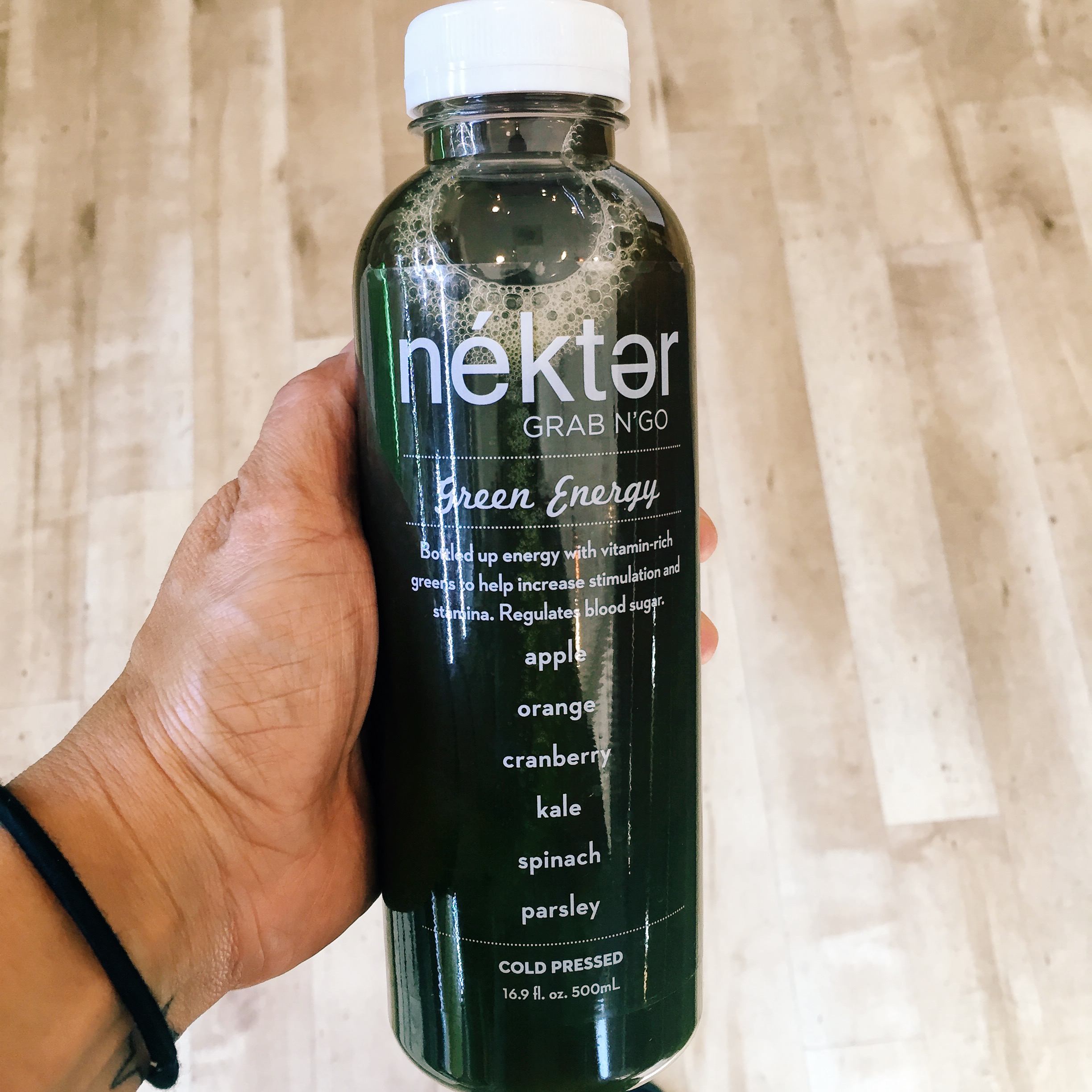Afternoon pick me up: green energy juice.