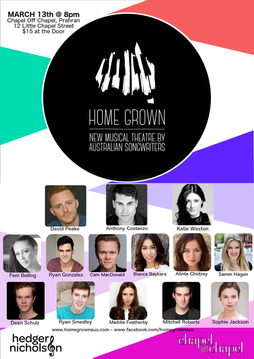 Home Grown March Edition concert lineup, 13 March at Chapel Off Chapel
