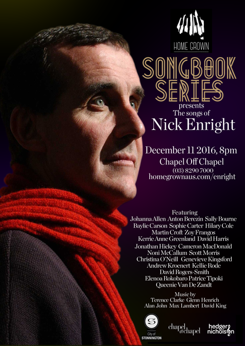 Nick Enright Songbook Series poster, 11 December 2016 at Chapel Off Chapel