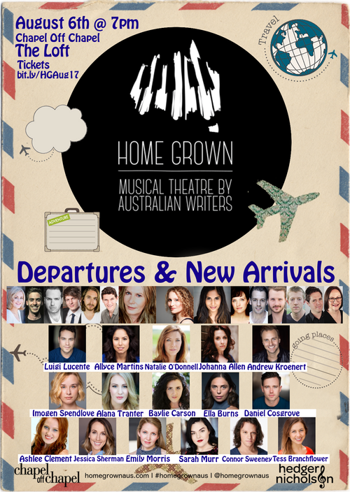 Departures & New Arrivals concert poster, 6 August at Chapel Off Chapel