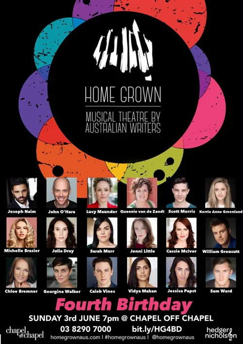 Home Grown fourth-birthday performer lineup, 3 June at Chapel Off Chapel