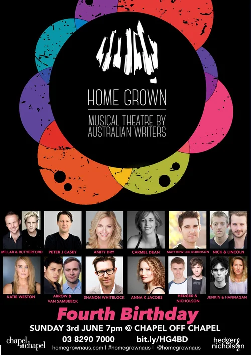Home Grown fourth-birthday writer lineup, 3 June at Chapel Off Chapel