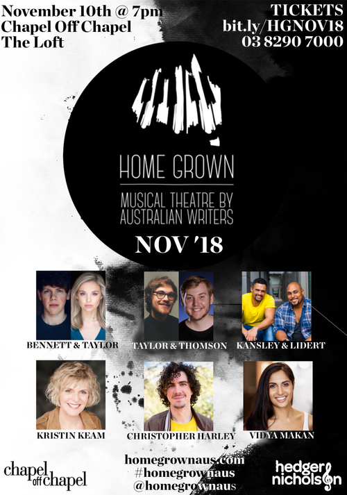Home Grown November 2018 writer lineup, 10 November at Chapel Off Chapel