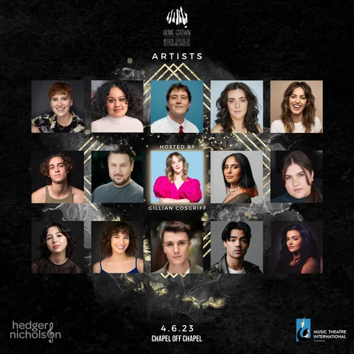 Performer lineup for Home Grown at Chapel Off Chapel, 4 June 2023, hosted by Gillian Cosgriff