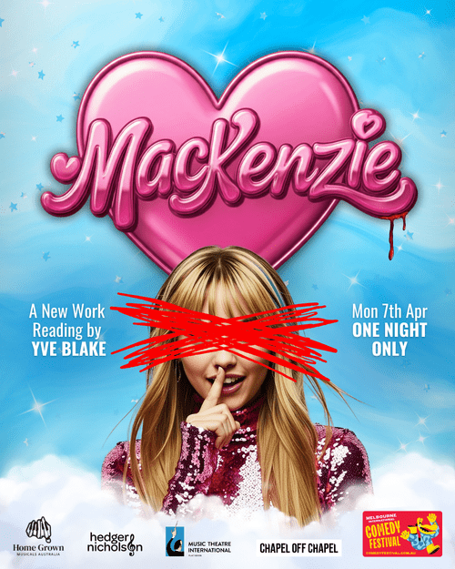 MacKenzie by Yve Blake, reading poster for 7 April at Chapel Off Chapel