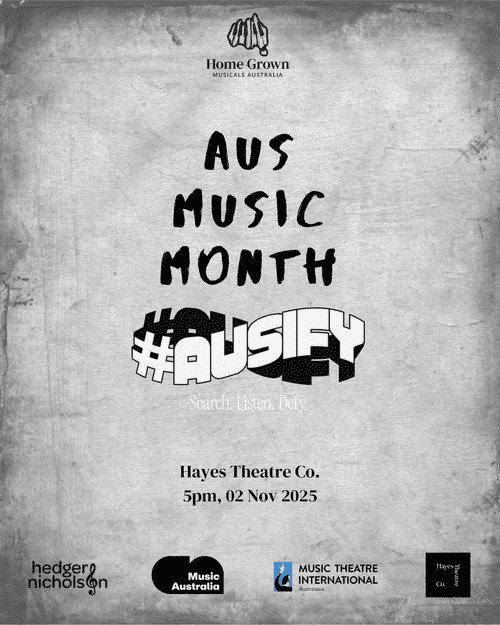 Aus Music Month concert poster, 2 November 2025, Hayes Theatre Co