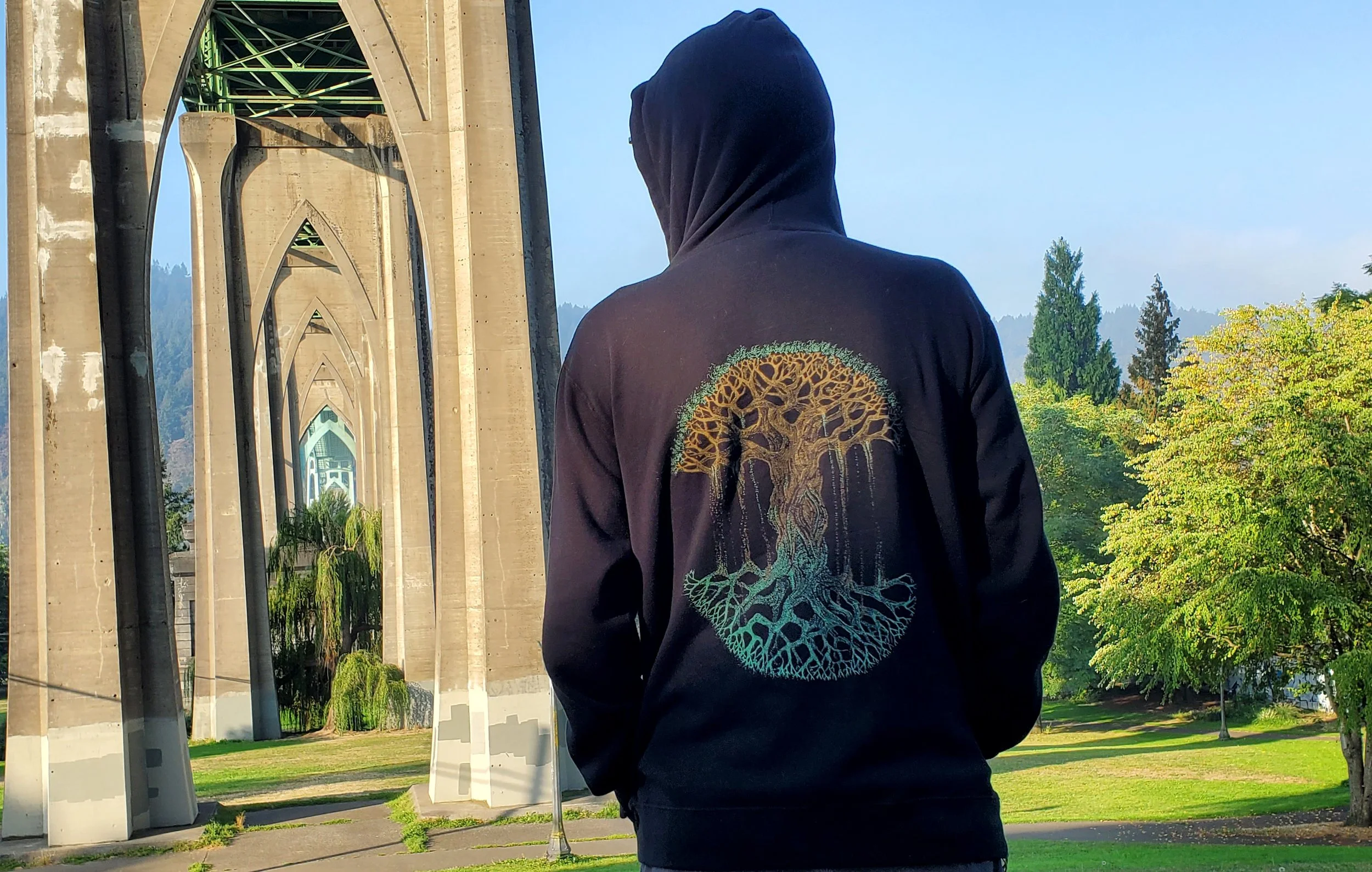 Fractal Forest: Zip up Hoodie with Forest Bathing front