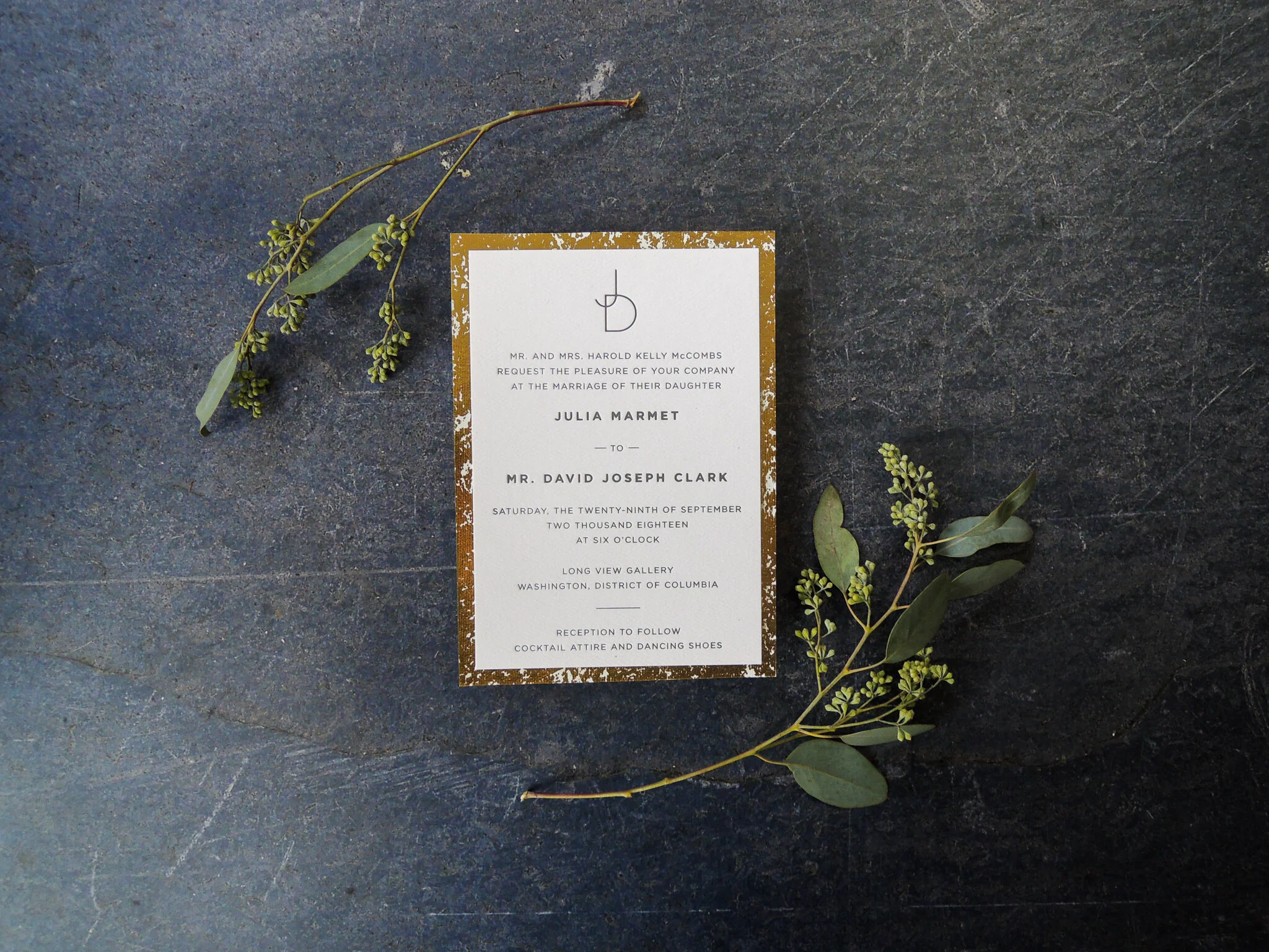 Black Letterpress and Handmade/Specialty Paper Shown