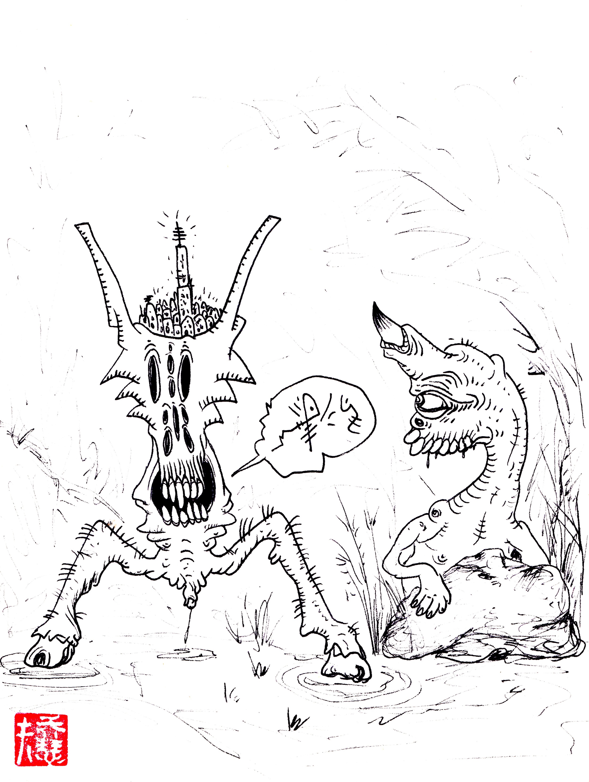 Weird World 13. Wiz, 7''x9'', Ink on paper, 2014