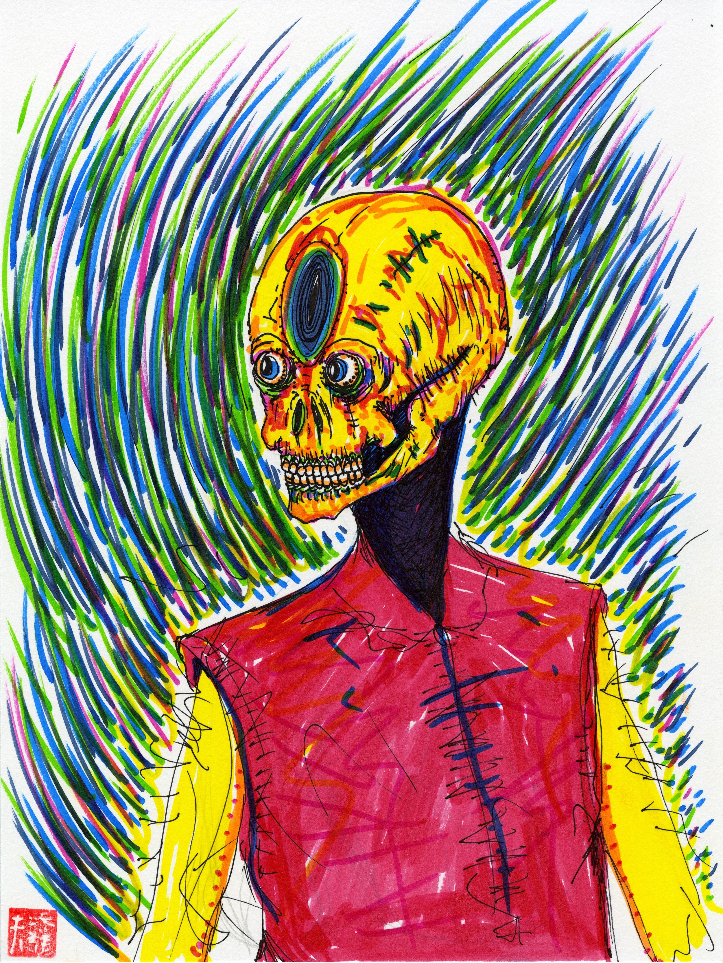 Shapeshifting Warlock, 9''x 12'', Ink on mixed media paper, 2015