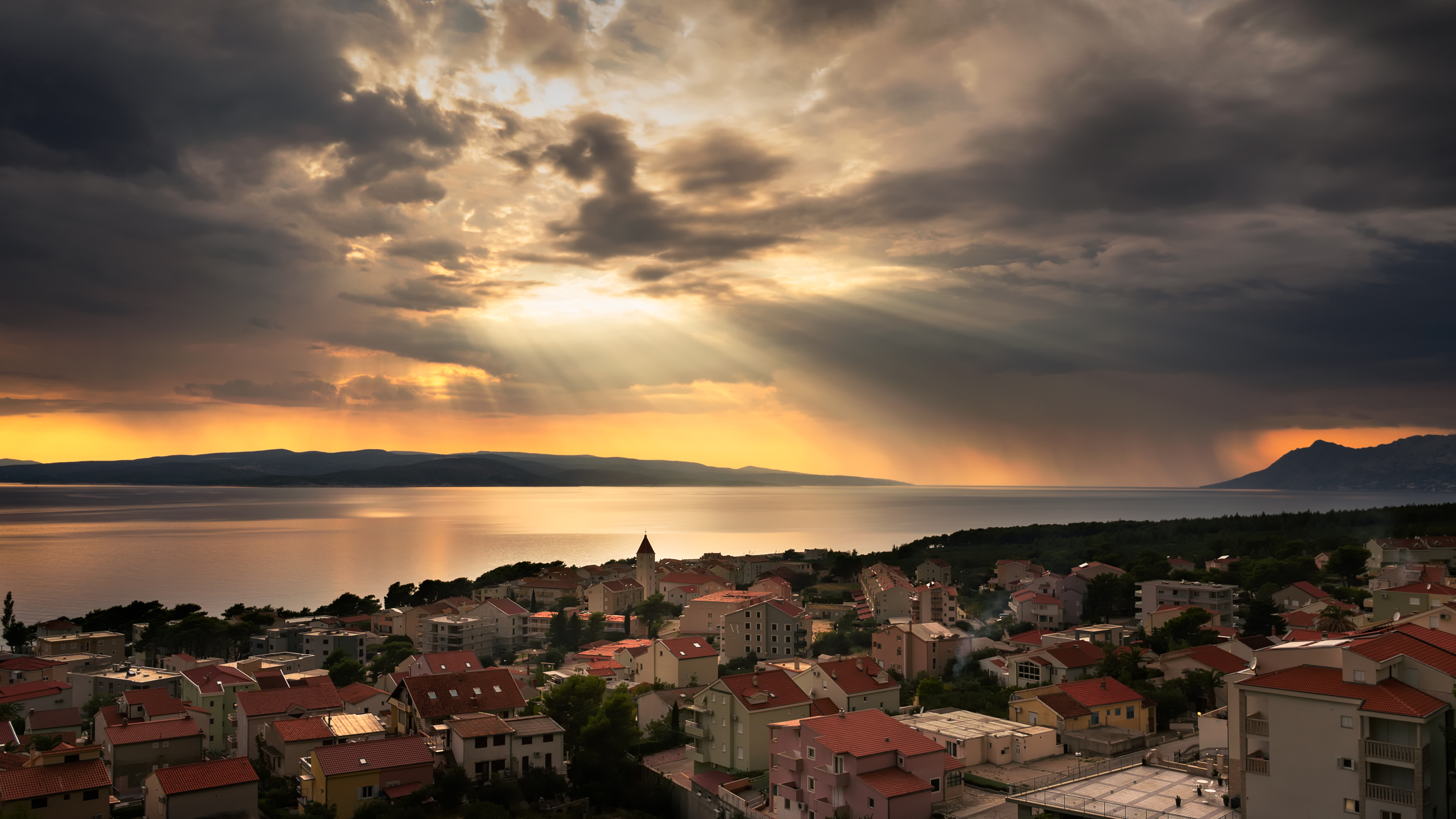  Beautiful sunset with rain clouds in Promanja - Croatia 