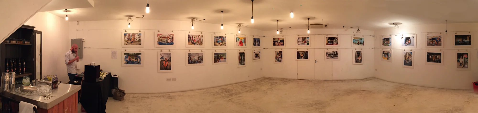 A panoramic view of the gallery taken with my iPhone before guests arrived