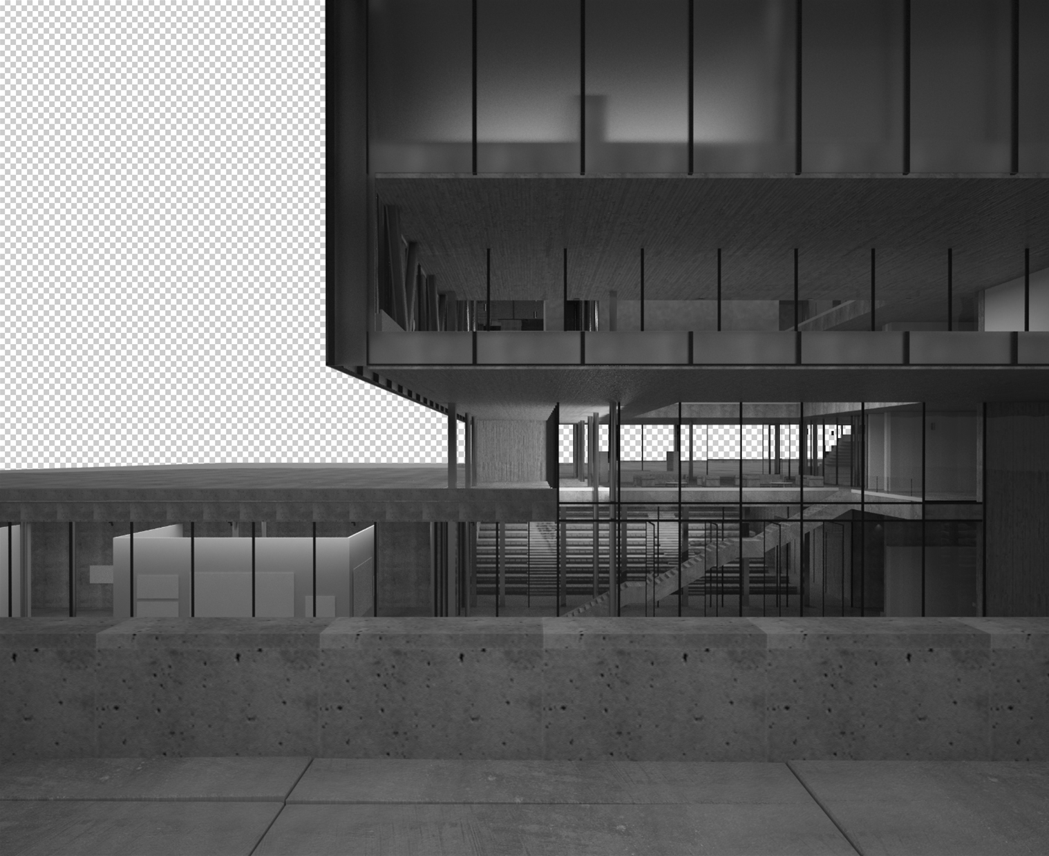 The base render in black and white. The colours disappear and you don't get caught by unrealistic colours, and details anymore.