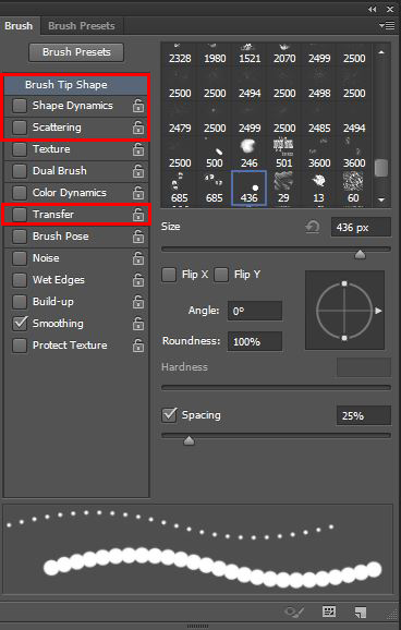 Here are the four categories we'll be interested in to create our custom falling snow effect