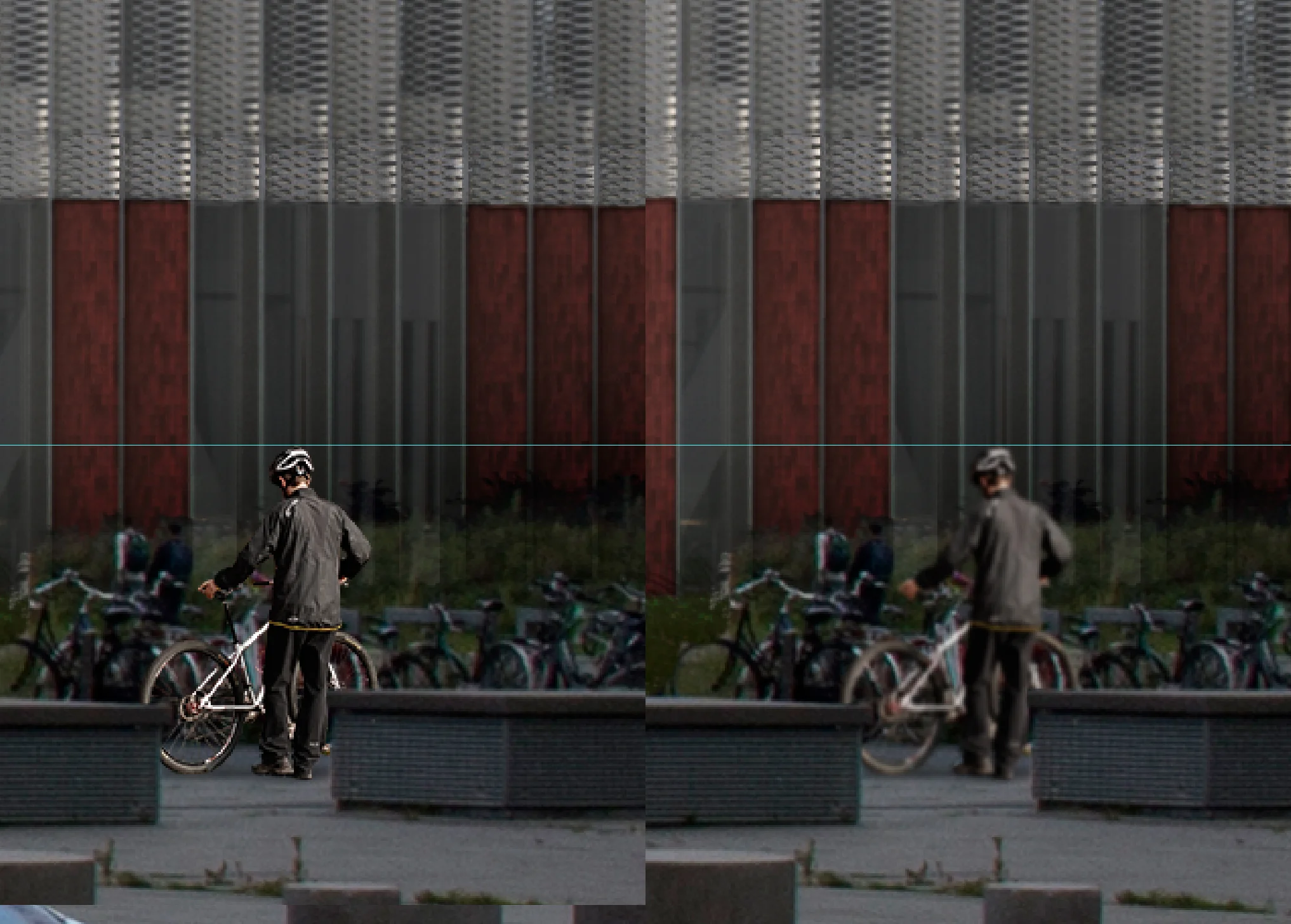 On the left, a resized cutout. On the righ, a resized and blur cutout to better fit the context