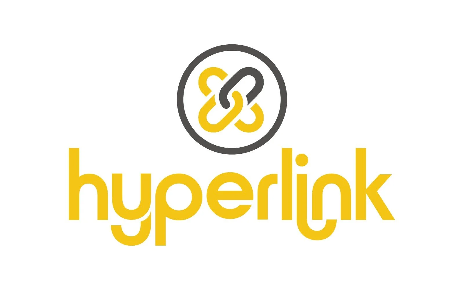 The Hyperlink logo featuring a circular icon with interconnected lines in yellow and gray, and the word "hyperlink" in bold yellow lowercase letters.