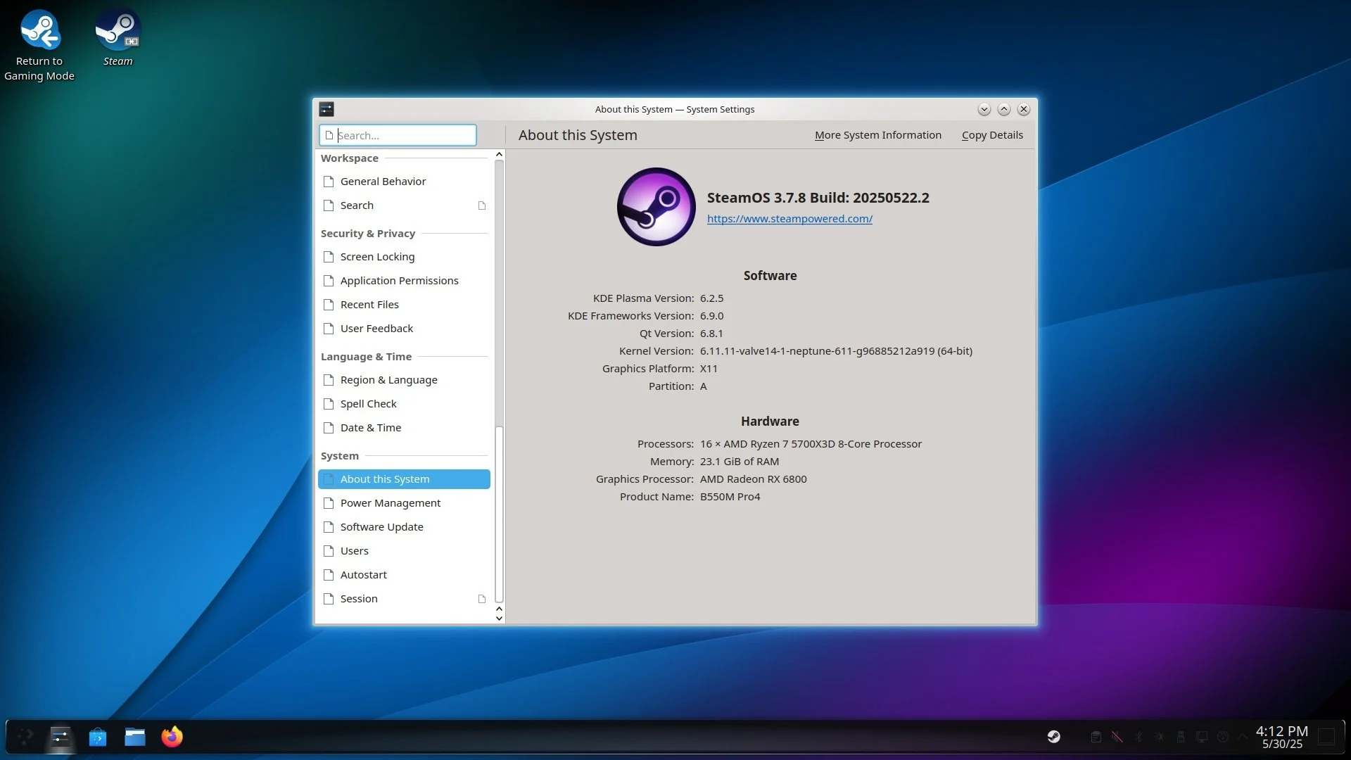 Steam OS Desktop