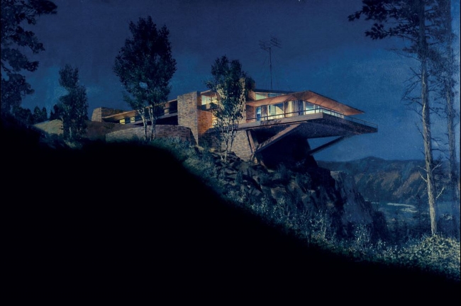 A matte painting by artist Matthew Yuricich from North by Northwest 1959