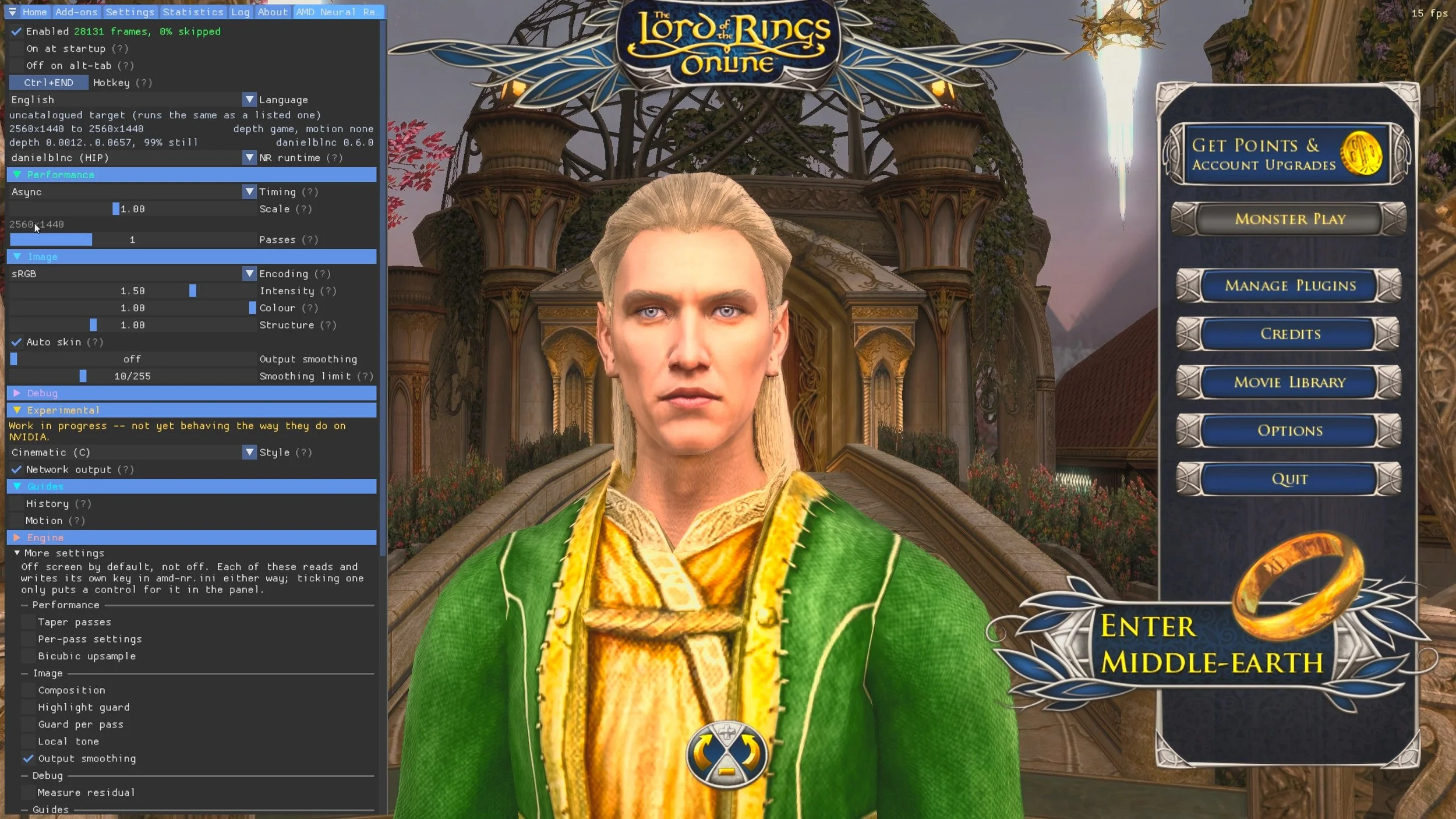 LOTRO Character Select AMD Neural Rendering