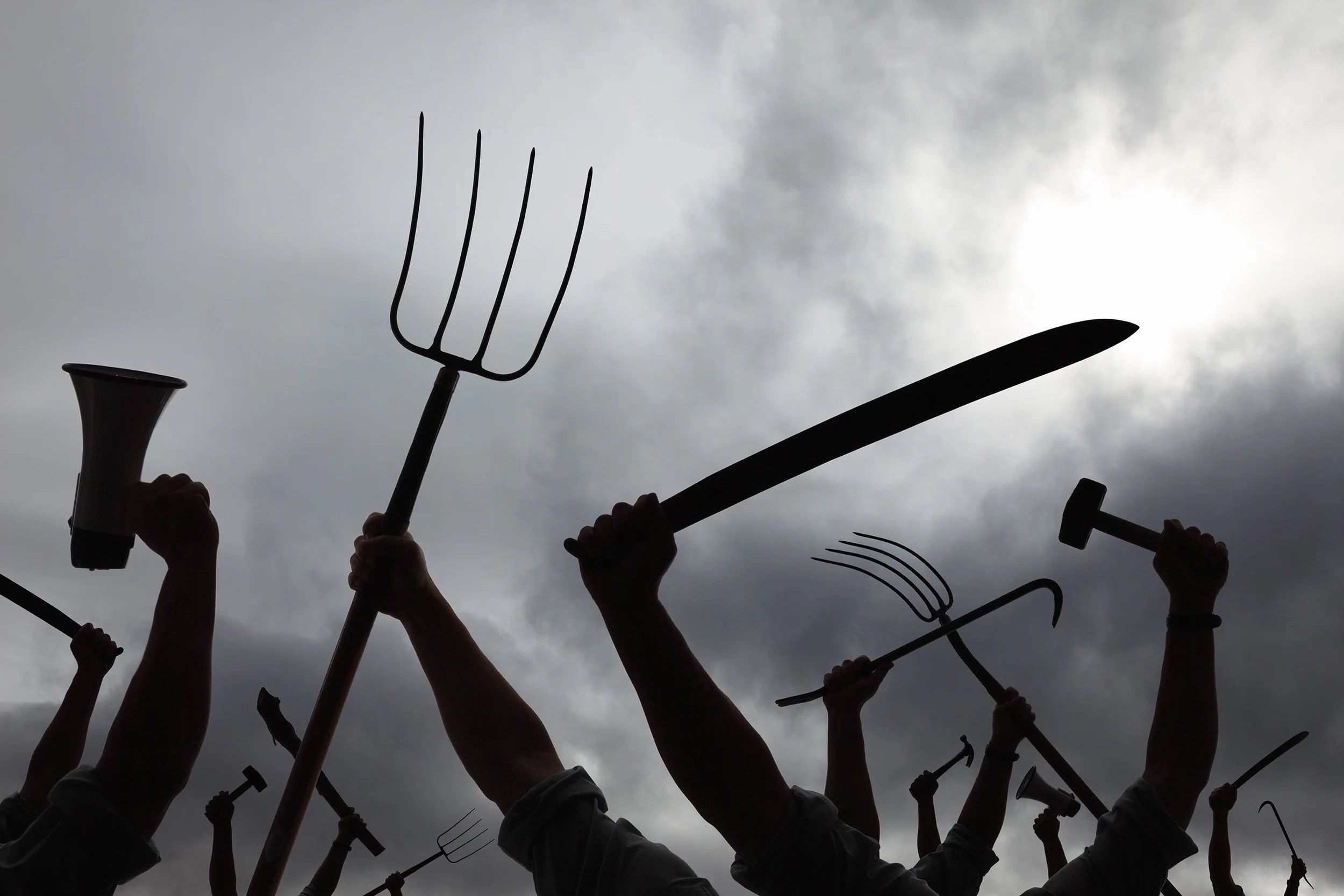 Angry Mob Brandishing Implements