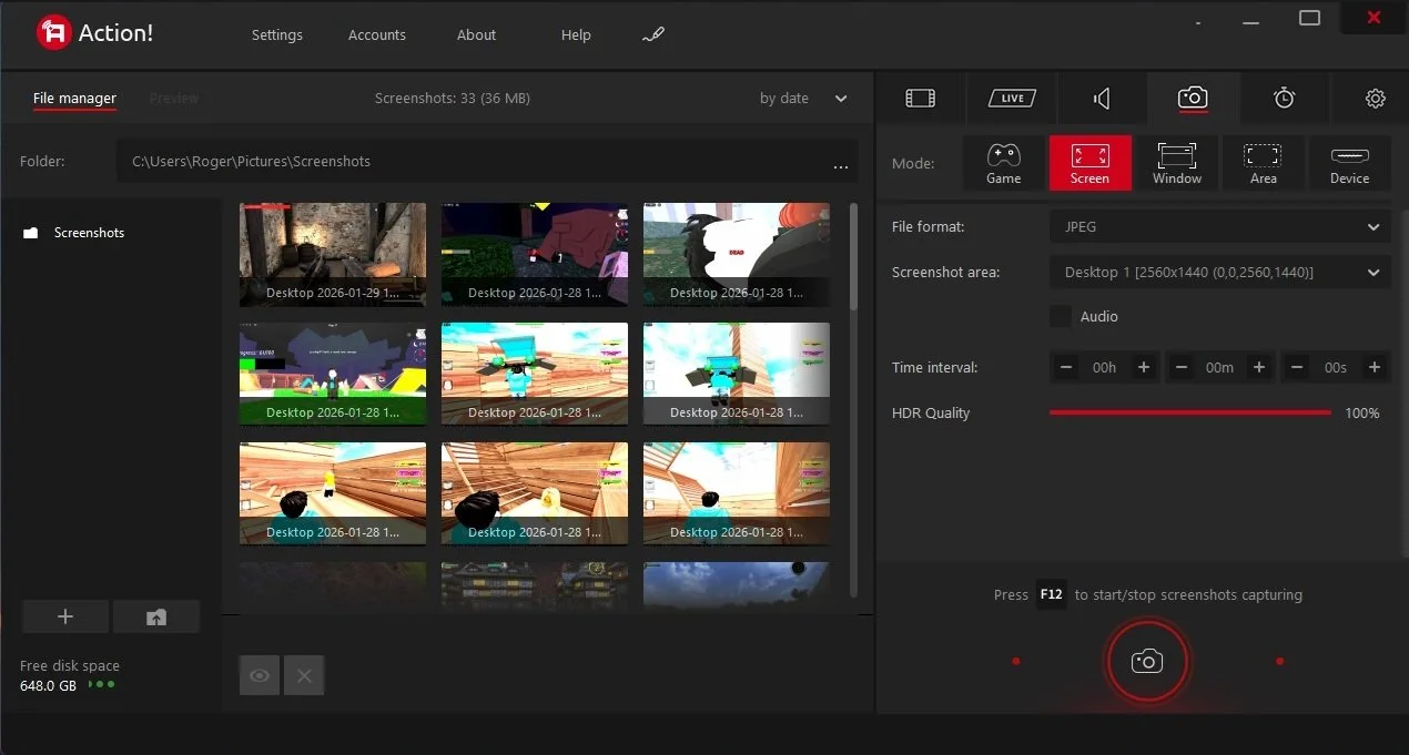 Action Screen Recorder Configuration Options