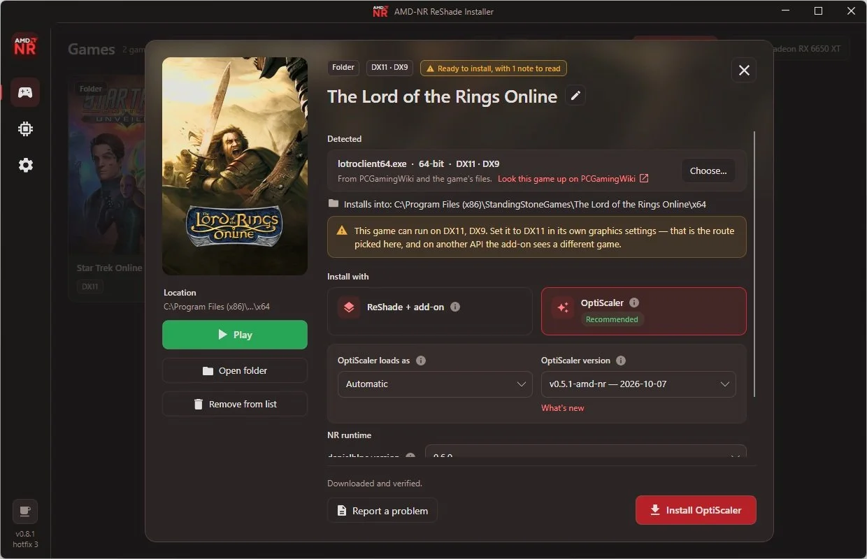 AMD Neural Rendering LOTRO Installation Files
