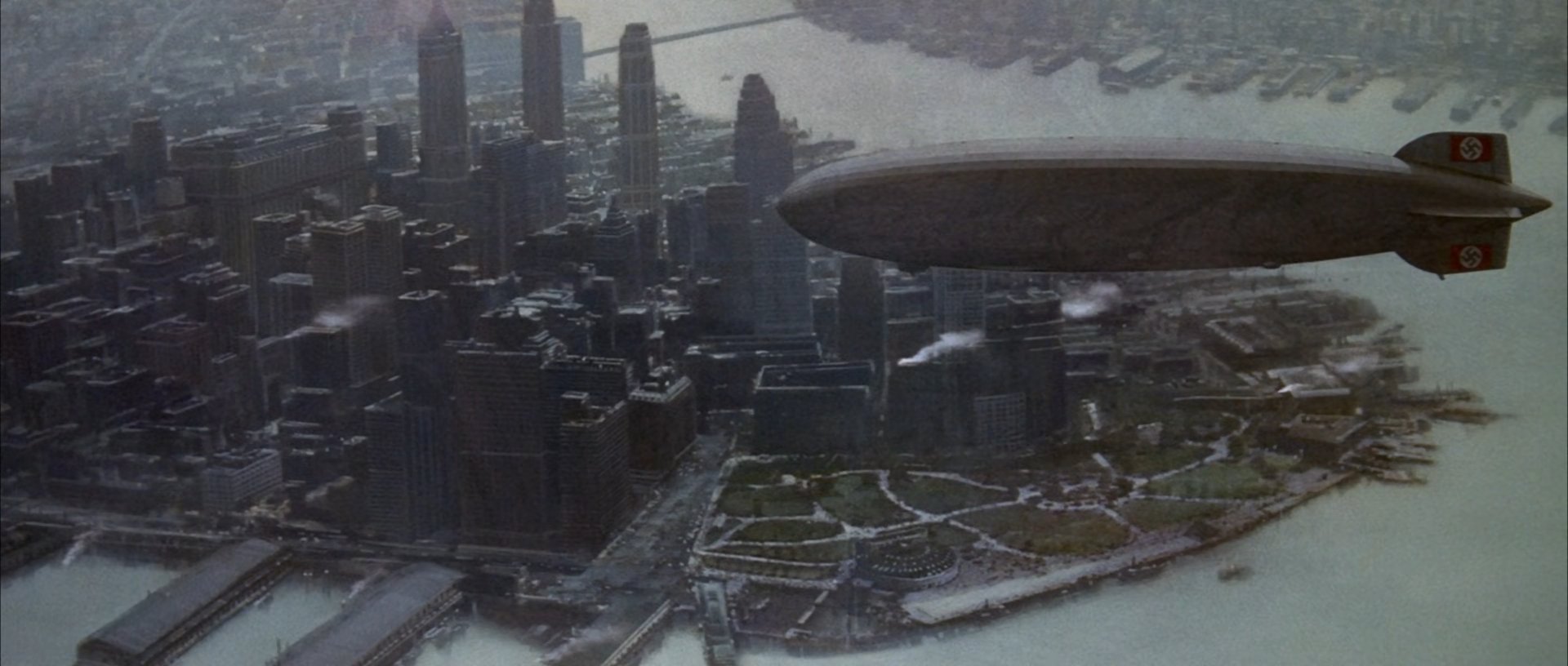 The Hindenburg over New York. VFX shot