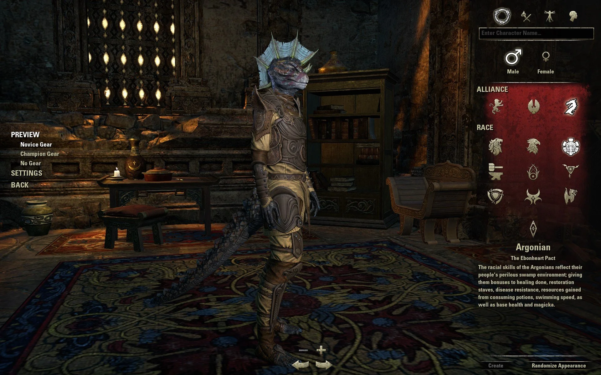 ESO Argonian Character Creation
