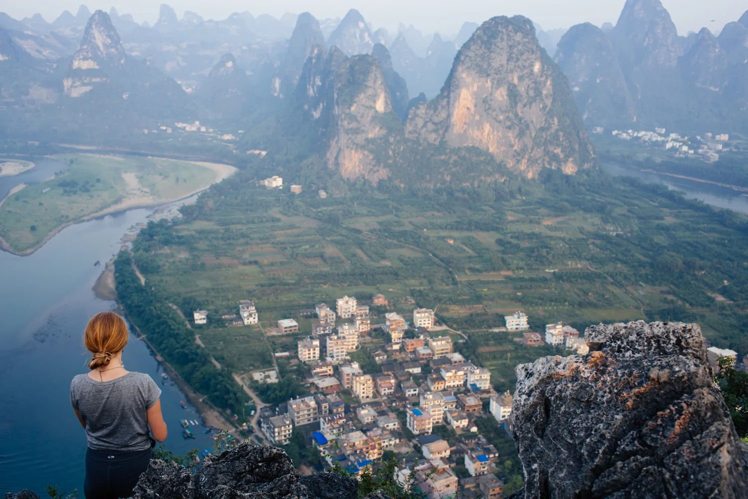 Still proud of Christina and I for making it to the top of Laozhai hill on her last day in Yangshuo. We were both sick and the hike up was very, very challenging, but I'm glad we didn't give up, as the sunrise was epic.