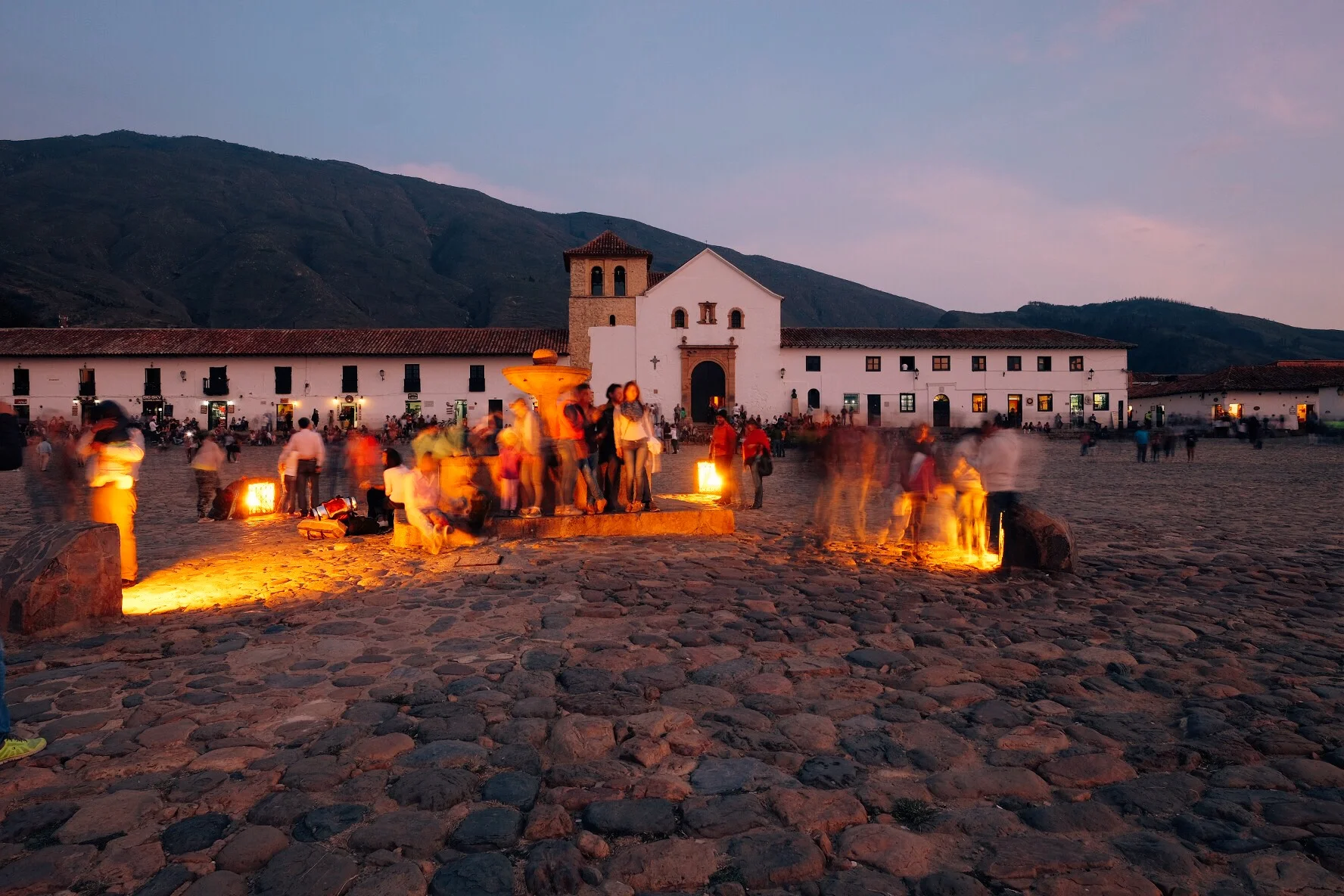 The huge main square in the gorgeous Villa de Leyva .