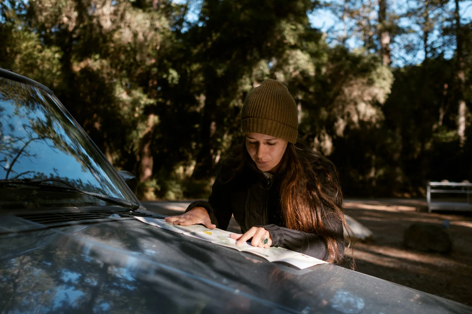Ale checking the park's map and choosing the hiking trail we would take