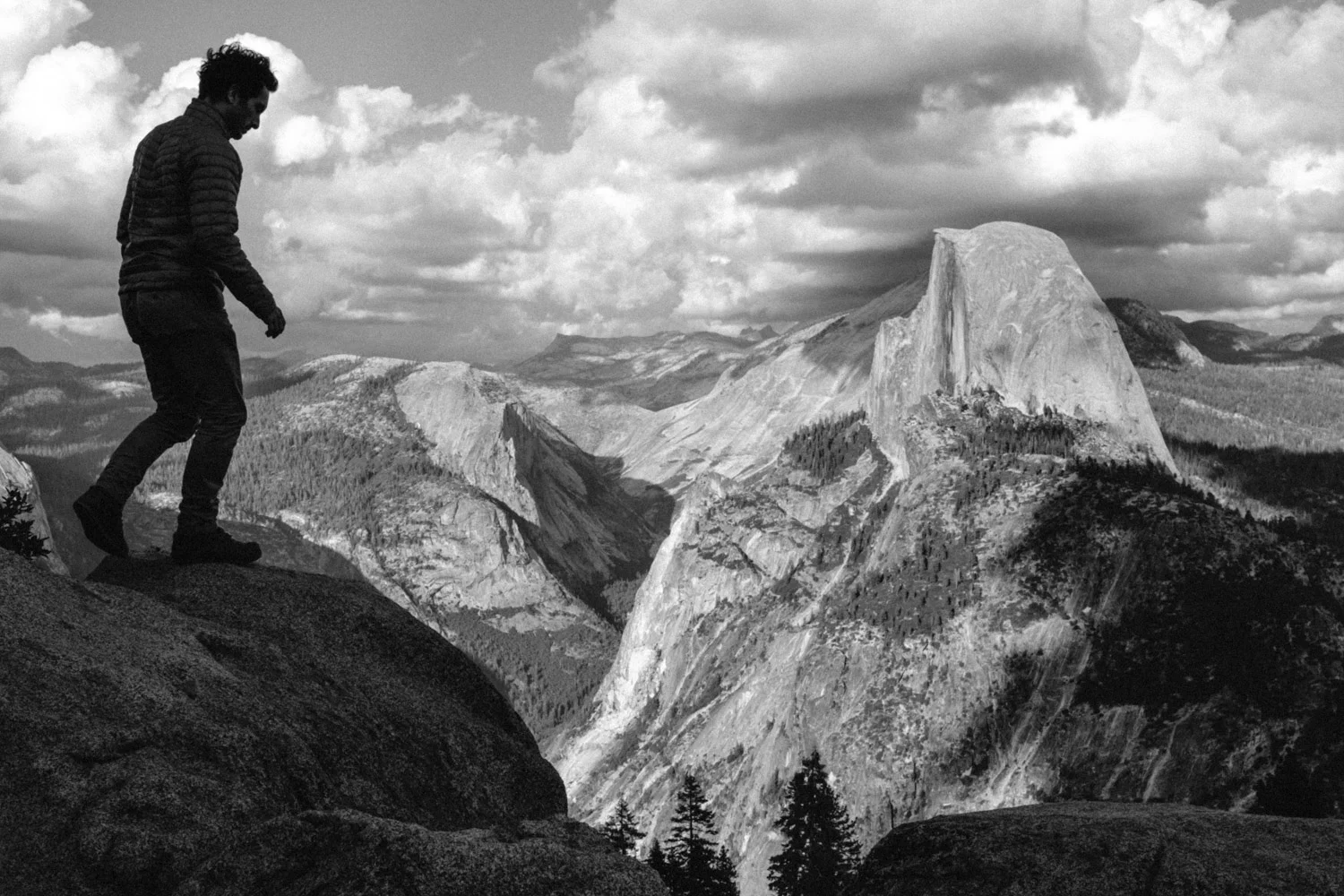 Finding a spot for a quick picture. Half Dome is always there...